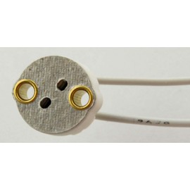 Mitronix Socket for G4, GX5.3, GY6.35 Based Bulbs - Bi-Pin Ceramic - 3 Pack - 12" TFE 250 Degree White Wire Leads - 1/4" Strip With Plug