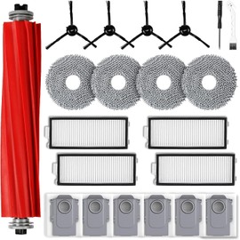 Accessories Kit for Roborock Qrevo S/Qrevo Pro Robot Vacuum Cleaner, 1 Main Brushes, 6 Dust Bags, 4 Side Brushes, 4 HEPA Filters, 4 Mop Cloths, Cleaning Tool, Attachments Replacement Parts 21pcs