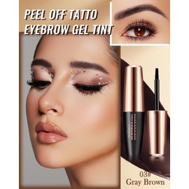 Peel Off Eyebrow Gel Tattoo Eyebrow Colour Grey/Brown Peel Off, Waterproof Durable Transfer-proof Eyebrow Gel Ink, Lasts 3 Days, Removable Eyebrow Dyeing Tattoo Eye Makeup for Women 03