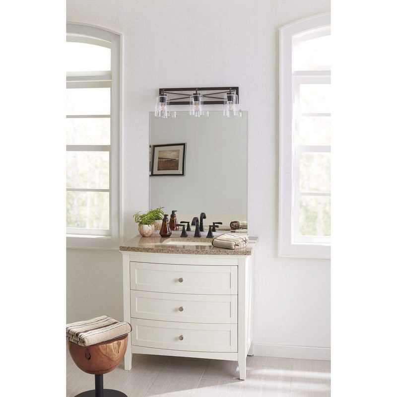 Progress Lighting Briarwood Collection 3-Light Clear Glass Coastal Bath Vanity