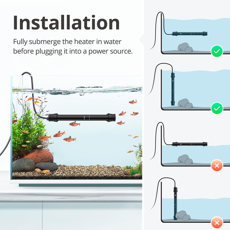 NICREW Fish Tank Heater, Submersible Aquarium Heater with External Temperature