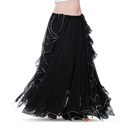 ROYAL SMEELA Chiffon Fairy Belly Dance Skirt for Women Belly Dancing Costume Two Side Split Tribal Maxi Full Skirts Voile