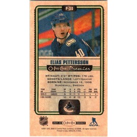 2021-22 O-Pee-Chee Premier Hockey Mini Tallboys #P30 Elias Pettersson Hockey Card Vancouver