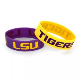 Aminco LSU Tigers Wide Rubber Wristband - 2 Pack