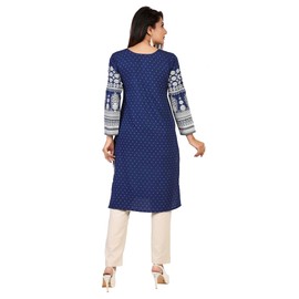 Maple Clothing Kurtis indio para mujer, túnica larga de seda Kurta India, Azul / Patchwork, 7X-Large