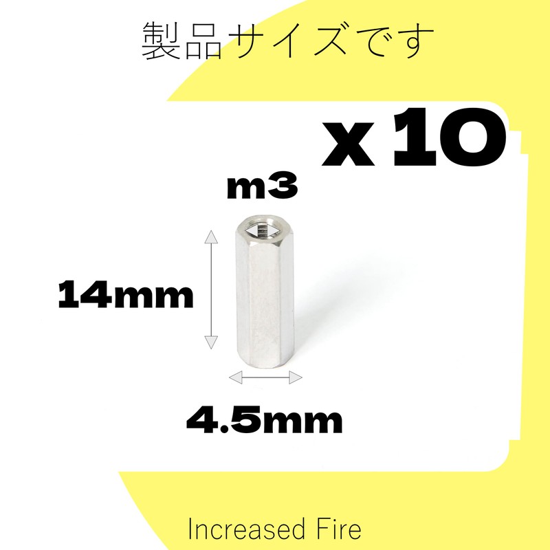 Increased Fire Stainless Steel Hex Nuts M3 14mm Length 10pcs