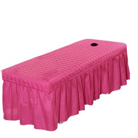 1pcs Solid Beauty Salon Bedskirt ONLY for Salon Massage Table Bed Sheet Bedspread SPA Beauty Bed Sheet Full Cover with Hole, 74.8x31.4inch (Rose red)