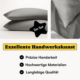 Seralino Satin Cushion Cover, 50 x 50 cm, Anthracite/Dark Grey (Set of 2), 100% Organic Cotton, Oeko-Tex Certif., Soft Cushion Cover, Also Suitable for Sofa Cushions 50 x 50 cm, Cushion Covers 50 x 50