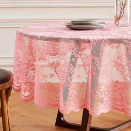 Warm Home Designs 36 Inch Round Tablecloth with English Rose Design. Use as Small Round Tablecloth, Lace Small Tablecloth or Coffee Table Cover. Small Pink Tablecloth for 2-4 Guests. LTC Rose 36"