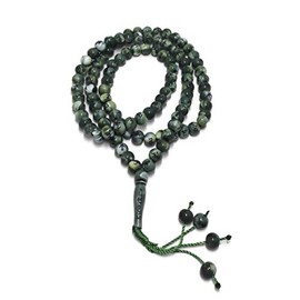 Muslim Tasbih 99 Rosay Beads AMN-184 Islam Prayer dhikr Misbaha with Allah Muhammad Names Engraved on Islamic Religion Eid Ramadan Gift (Green)