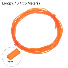 HARFINGTON Polyurethane Round Belts 2mm Dia 16.4ft(5 Meters) Length Smooth Surface PU Urethane Belt for Drive Transmission, Orange