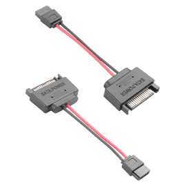 ELFJMZP SATA 15-pin Male to SATA 6-pin Female Adapter Cable Suitable for Slimline Optical Drives 6P Conversion Power Supply 20AWG 4 inches Black(Pack of 2)