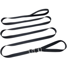 YUCFOREN 10FT 15FT 20FT Anti-Choke Long Slip Lead Dog Leash, 3/4" Wide Nylon Reflective Leash No Pull Training Lead for Medium Large Dogs (15FT * 3/4" Black)