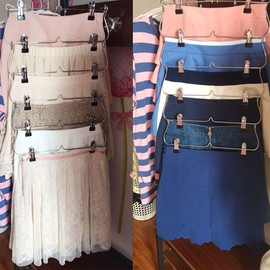 SagaSave Space-saving metal hanger for skirts, home trouser hangers, trouser hangers, metal hangers, non-slip 1/2 pieces, multiple skirt hangers