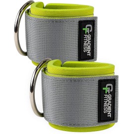 Gradient Fitness Ankle Straps (2 Pack) | Ankle Strap for Cable Machine, Ankle Bands for Working Out, Cable Ankle Strap, Cable Machine Attachment, Ankle Cable Attachments for Gym (Gray & Green)