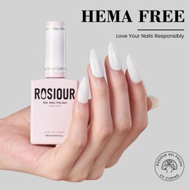 Rosiour HEMA-Free Jelly Milky White Gel Nail Polish, 18 ML Sheer White Gel Polish for Women Girls Gift, Translucent Color Soak Off Gel for Spring French Nail Manicure Salon DIY