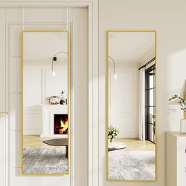 VETROVUE Door Mirror, Over The Door Full Length Mirror, 48"x14" Hanging Mirrors for Bedroom, Living Room, Entryway, Dorm, Gold