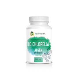Kräuterland Organic Chlorella Algae Pellets, 625 Pieces - High Dose 400 mg Chlorella Algae Per Algae Pressling, Daily Dose 4800 mg - Chlorella Tablets in Premium Quality