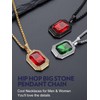 Bandmax Big Gemstone Pendant Necklace for Men 14K Gold Plated