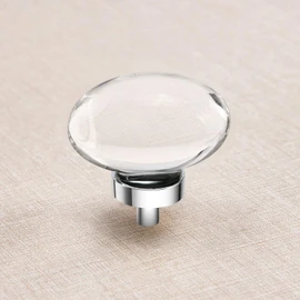 CLCTK 4 Pack Polished Chrome Glass Cabinet Knobs, Chrome Crystal Cabinet Knobs Pulls for Dresser Drawers Kitchen Bathroom Cupboard Oval