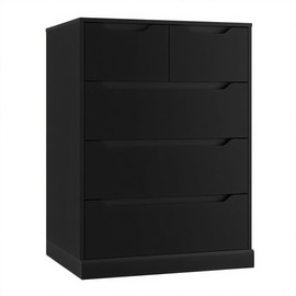 HOSTACK Modern 5 Drawer Dresser for Bedroom, Chest of Drawers with Storage, Wood Storage Chest Organizers with Cut-Out Handles, Accent Storage Cabinet for Living Room, Entryway, Hallway, Black