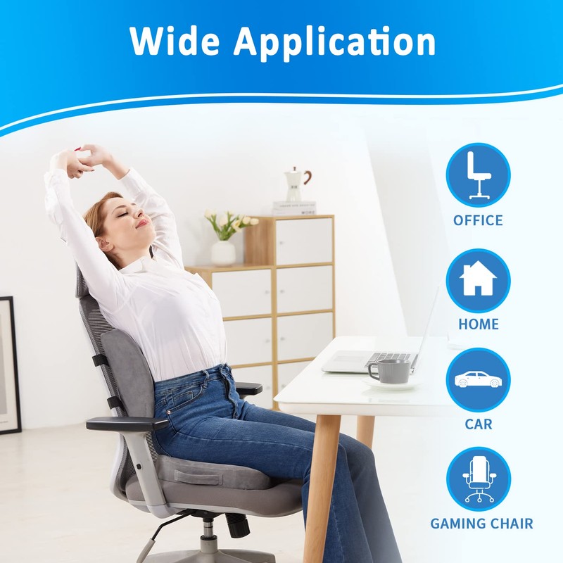 SAIREIDER Lumbar Support Pillow and Office Chair Cushion, Memory Foam