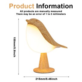 LED Bird Table Lamp, 3 Modes LED Table Lamp, Bedside Lamp, Dimmable Table Lamp, Bedside Lamp with Aromatherapy Reading Lamp with USB Type-C Connections for Living Room, Bedroom