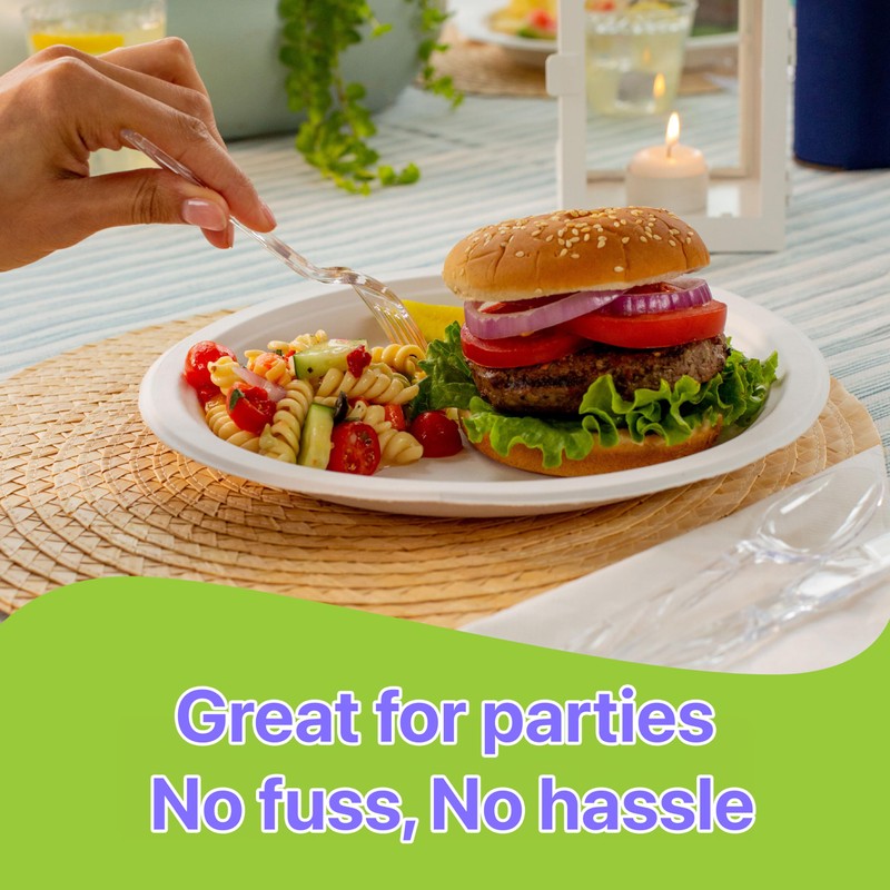 Pokanic Paper Plates White [9 inch] - [10 Pack] Heavy-Duty