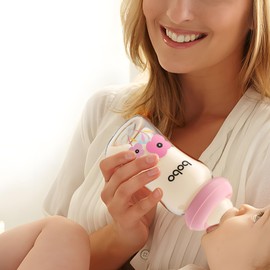 YOHKOH Natural Glass Baby Bottle with Natural Response Nipple, Newborn Anti-Colic Baby Bottles, Wide Neck Mushroom Cap Baby Bottle, Clear ((5.4oz (Pack of 2), Red)