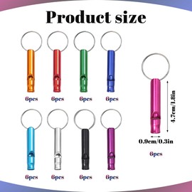 MOSIOBERDAVIAN 54 Pcs Emergency Whistle with Keychain, Aluminum Emergency Survival Whistle for Camping Hiking Hunting Fishing Boating Outdoors Sports, Loud Sound（7 Colors）