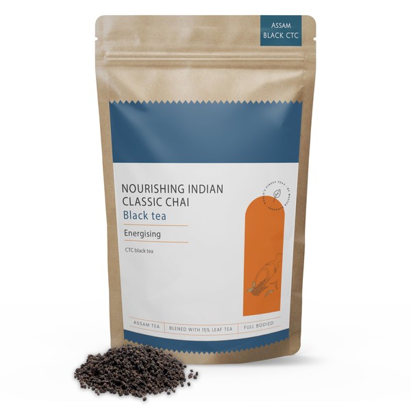 TeaNOURISH Nourishing Indian Classic Chai Tea | Full Bodied Assam CTC Blended with 15% Black Tea Leaves| Freshly Sourced Direct from Origin | 100% NATURAL - 7.05oz/200g