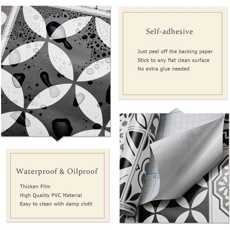 NoBrand Thicken Glossy Backsplash Kitchen Contact Paper Size: 17.7" x