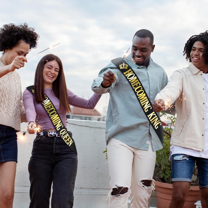 2 Pcs Homecoming King & Queen Sash with Gold Foil,