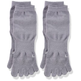 Gunze Socks Washiito Japanese Paper Yarn Soft Elastic Cuff Left and Right Separated Knitting 5 Toe Same Color 2 Pairs Unisex Adult, gray