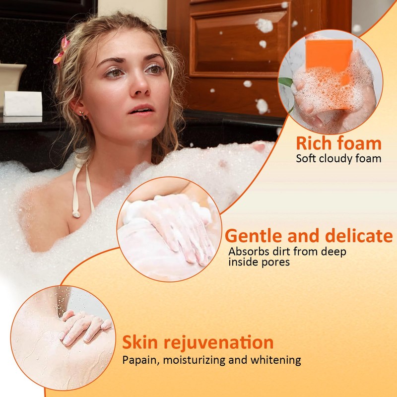 2 Stück Kojisäure-Seife, Organic Turmeric Brightening Soap Bar, Naturseife Kurkuma-Seife,