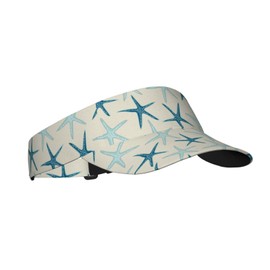 Nautical Starfish Beach Coastal Sea Beachy Funny Colorful Nave Blue Sports Sun Visor Hats-Adjustable Visor Cap-for Women and Men-for Running, Tennis, Golf