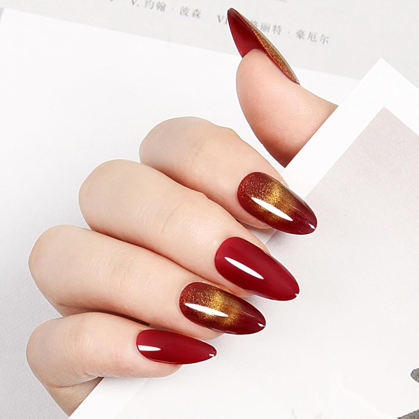 Withered Hnad Press On Nails - Semi-Transparent Glitter Short Almond