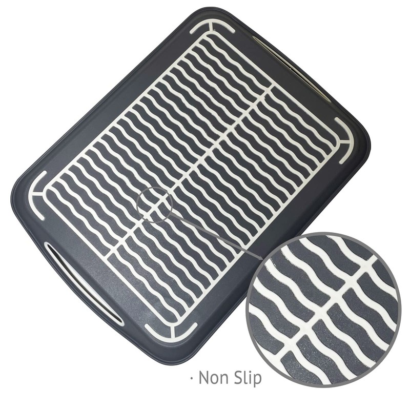 Non-Slip Serving Tray with Handles, 17.7" x 12.4" Large Food
