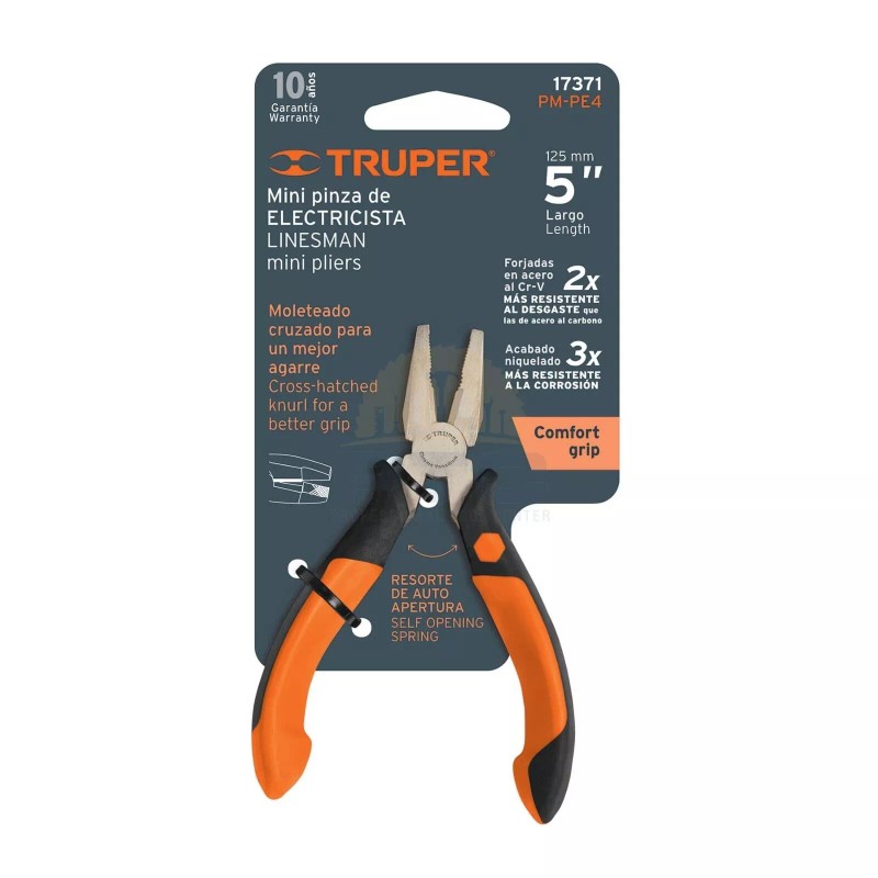 Truper PM-PE4 Mini electrician's pliers 5" Comfort Grip handle