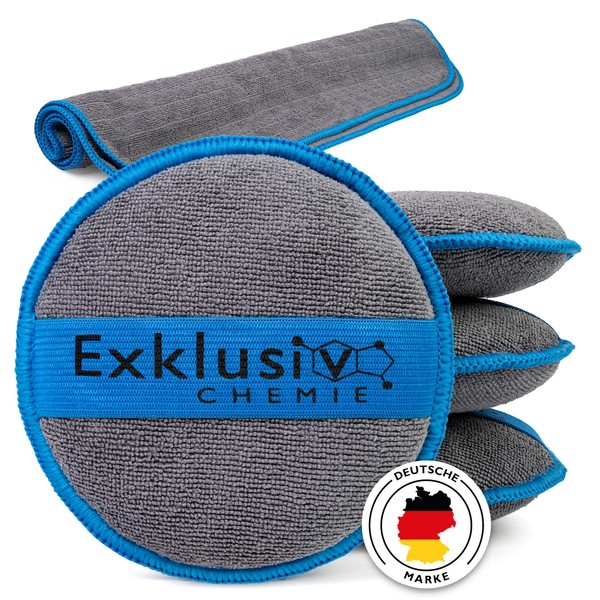 Exklusiv Chemie® 4X Handpolierschwamm Auto + Mikrofasertuch Q1 GSM 380