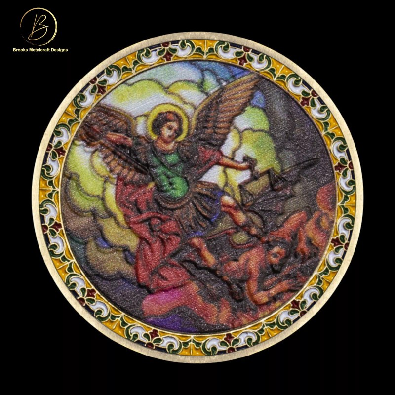 Unbranded Christian St Michael Prayer Gold Challenge Coin