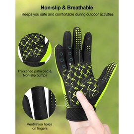 INBIKE Cycling Gloves, MTB Gloves, Running Gloves, Breathable Touchscreen Non-Slip Shock-Absorbing Long Fingers for Mountain Biking, Downhill Cycling, Men and Women, Green, S