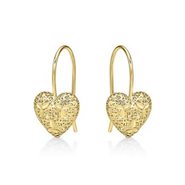 Diamond Treats Gold Plated 925 Sterling Silver Drop Earrings with Intricate Heart Drop & Fishhook backs. The Sterling Silver Hanging Heart Earrings are the Perfect Jewellery Gift for Women