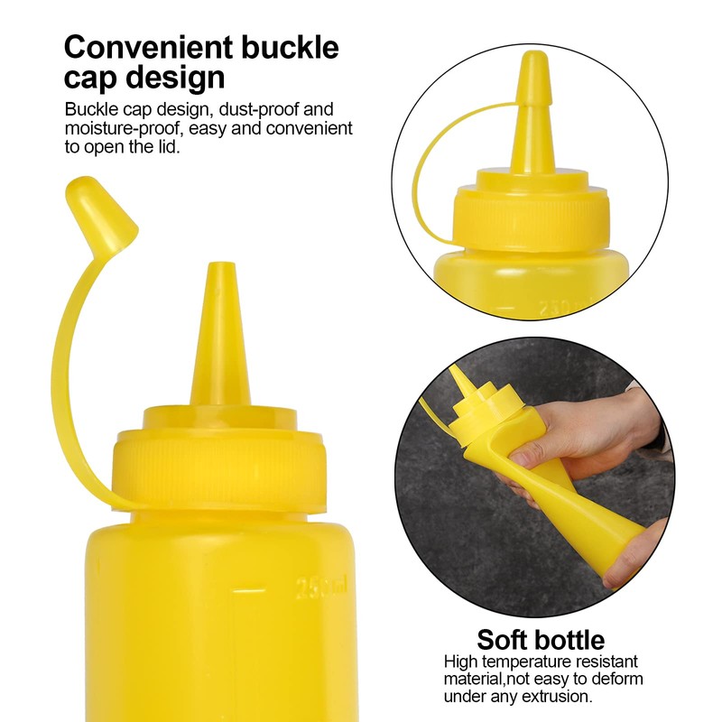 Doryum 3 Pack Plastic Squeeze Bottle, Condiment Squeeze Bottles with