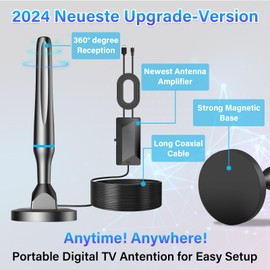 TV Antenna Indoor, 2025 Upgraded HD Antenna for Smart TV, Long Range Reception Digital Antenna with Strong Magnetic Base for Local Channels Support 4K 1080p (Blue)