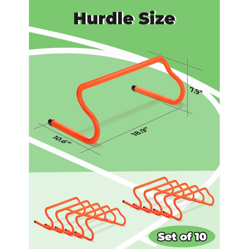 GHB 10 Pack 8" Agility Hurdles Speed Agility Training Hurdles,