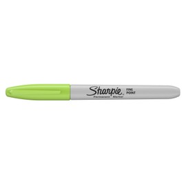 Sharpie Permanent Markers, Fine Point, Lime, Box of 12