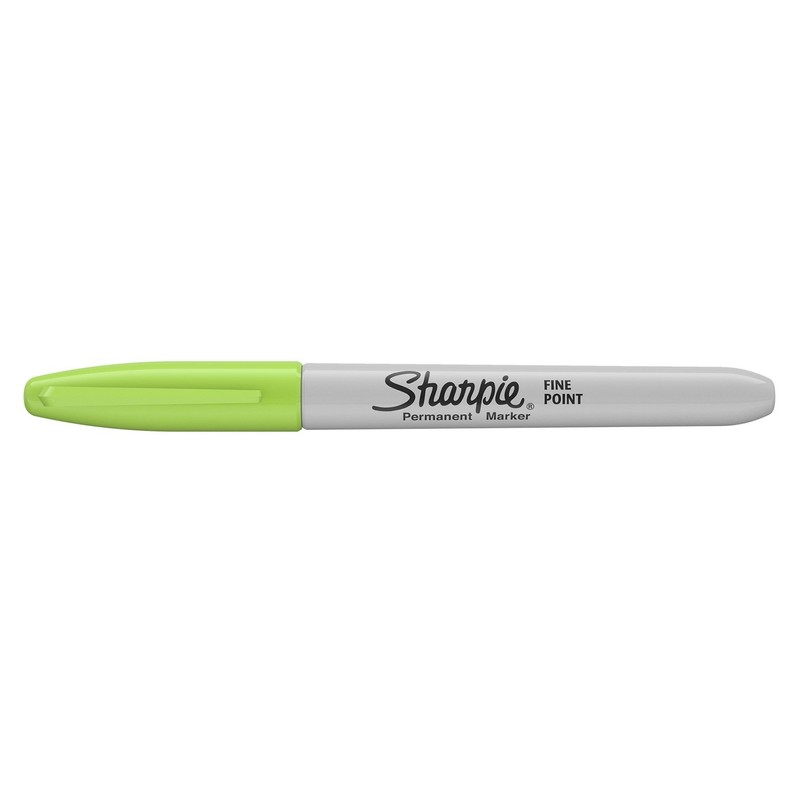 Sharpie Permanent Markers, Fine Point, Lime, Box of 12