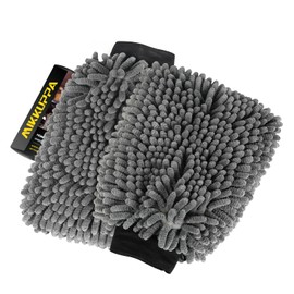MIKKUPPA Car Wash Mitt Microfiber - Double-Sided Chenille Scratch Free Mitt with Waterproof Inner for Car Washing Home Cleaning (Gray, 2Pack, 10'' x 7'')