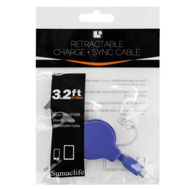 ECCRIS 3PCS Set 3.2 Feet Retractable Micro USB Charge and Sync Cable for Smartphone and Tablet